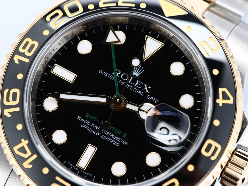 Rolex GMT Master 2 Steel and Gold 116713 Black