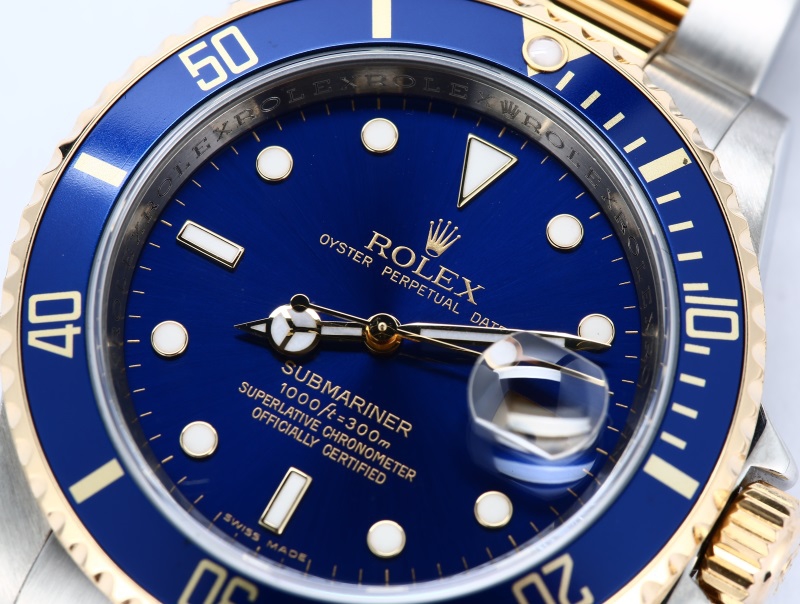 Rolex Blue Submariner 16613 Serial Engraved