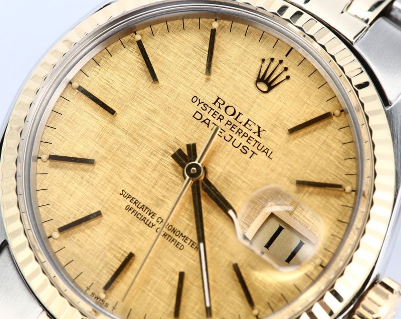 Rolex Two-Tone Datejust Champage Linen 16013