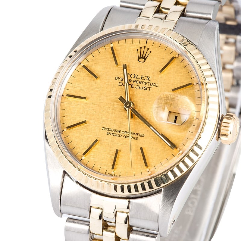 Rolex Two-Tone Datejust Champage Linen 16013