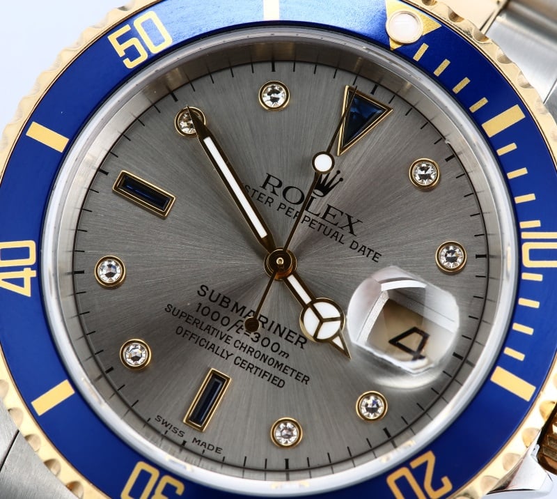 Rolex Two-Tone Submariner 16613 Serti Dial