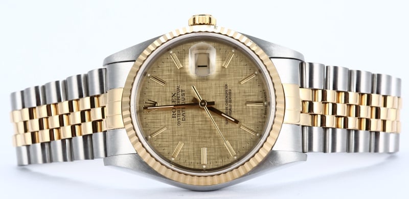 Rolex Two-Tone Datejust 16233 Linen Dial