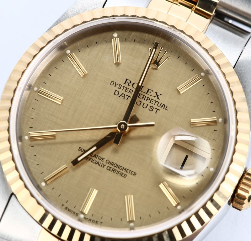 Rolex Two-Tone Datejust 16233 Linen Dial