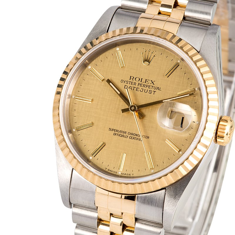 Rolex Two-Tone Datejust 16233 Linen Dial