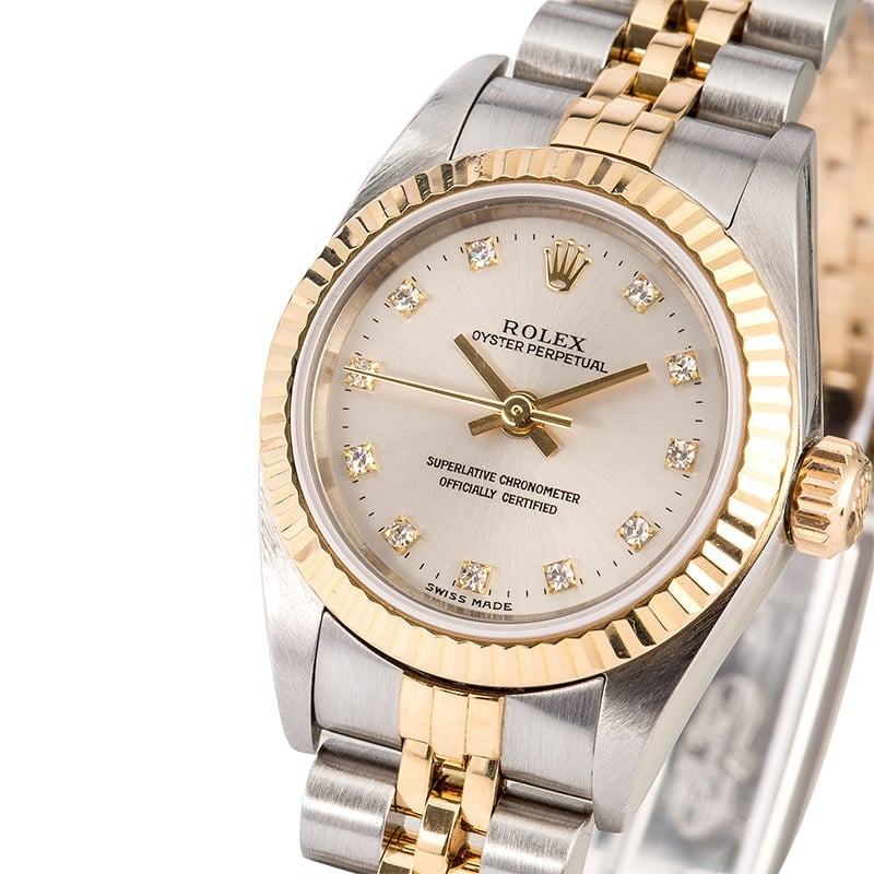 Rolex Ladies Oyster Perpetual 76193 Diamonds