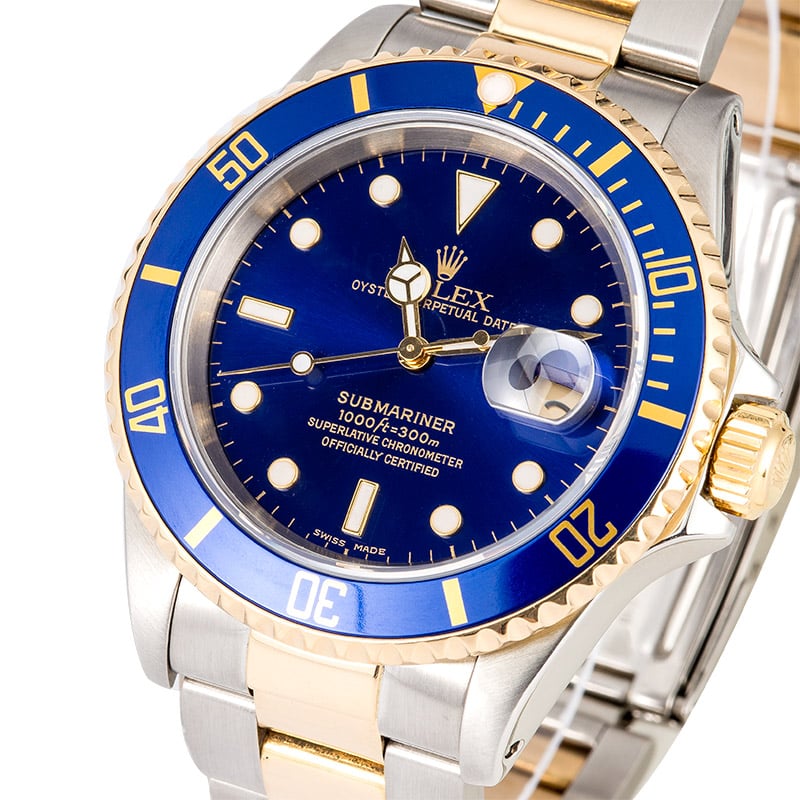 Rolex Submariner Two-Tone Blue Face 16613