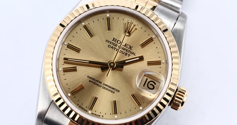 Mid-Size Rolex Datejust 68273 Champagne Dial