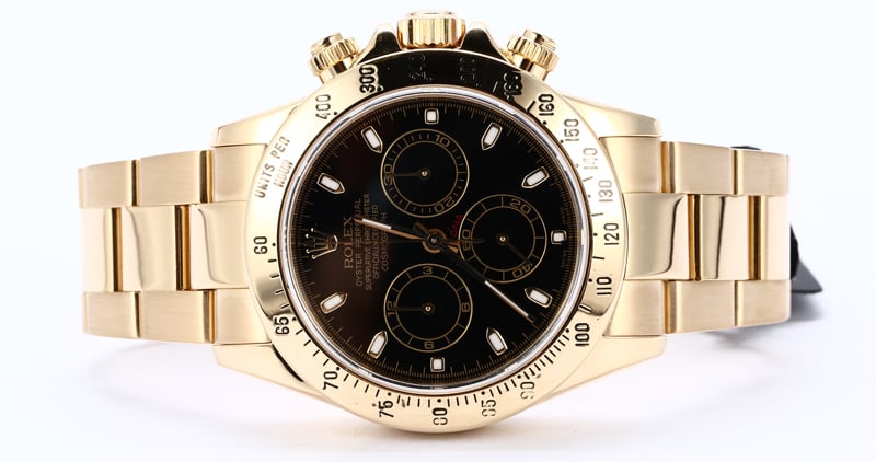 Men's Rolex Daytona 116528BKSO Yellow Gold Oyster