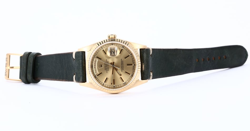 Rolex President 18238 18k Yellow Gold Fluted Bezel