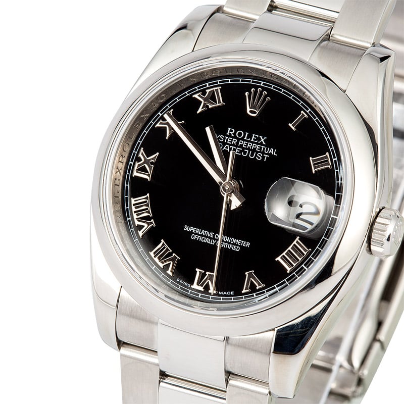 Unworn Rolex Datejust 116200 Black Roman Dial