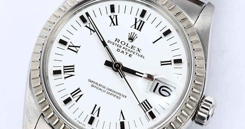 Men's Vintage Rolex Date 1505 White Arabic Dial