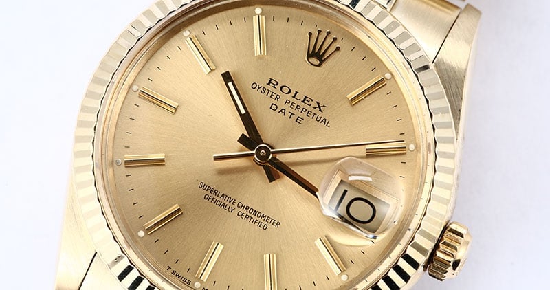 Genuine Rolex Date 15037 Yellow Gold Jubilee Bracelet