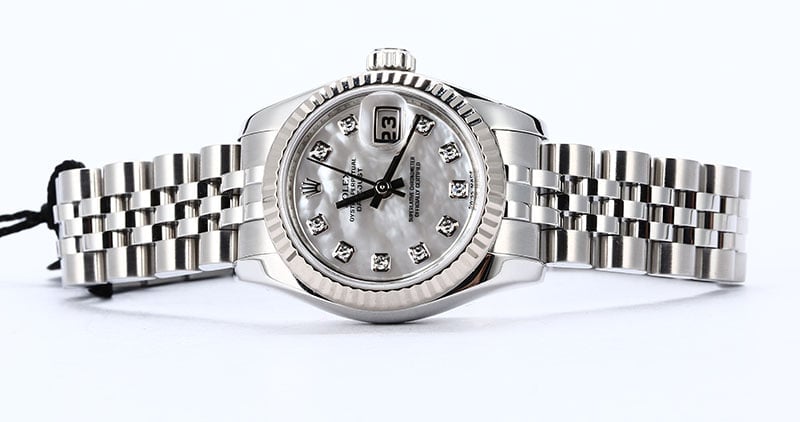 Certified Rolex Ladies Datejust 179174 MOP Diamond Dial