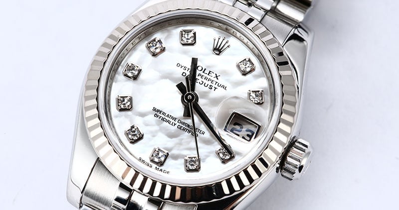 Certified Rolex Ladies Datejust 179174 MOP Diamond Dial