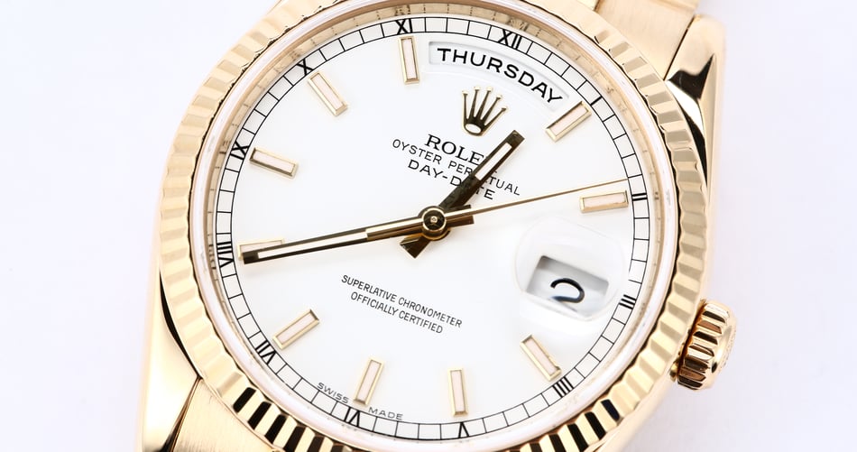 Rolex President 118238 White Luminescent Dial