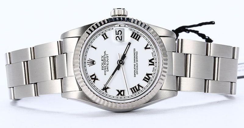 Mid-size Rolex Datejust 68274 White Roman Oyster