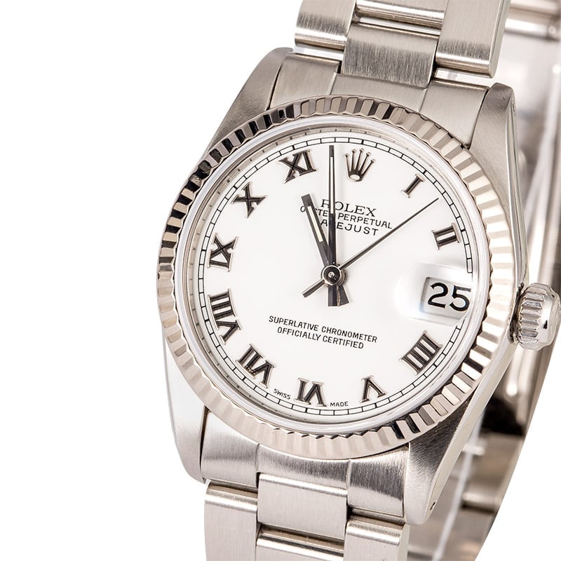 Mid-size Rolex Datejust 68274 White Roman Oyster