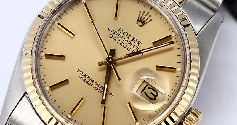 Certified Rolex Datejust 16013 Champagne Dial