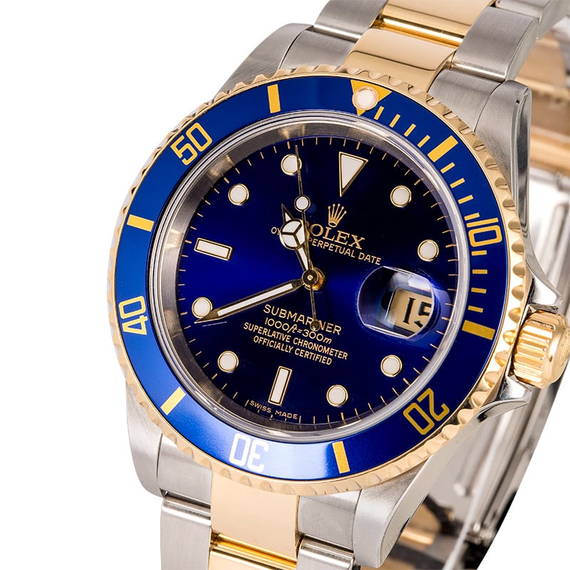 Rolex Submariner Blue 16613T Gold-Thru Clasp