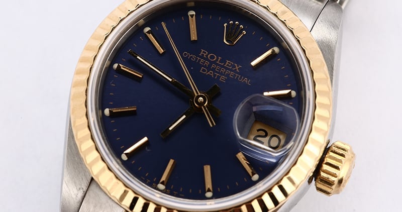 Rolex Lady Datejust 69173 Two Tone Jubilee Band with Blue Dial