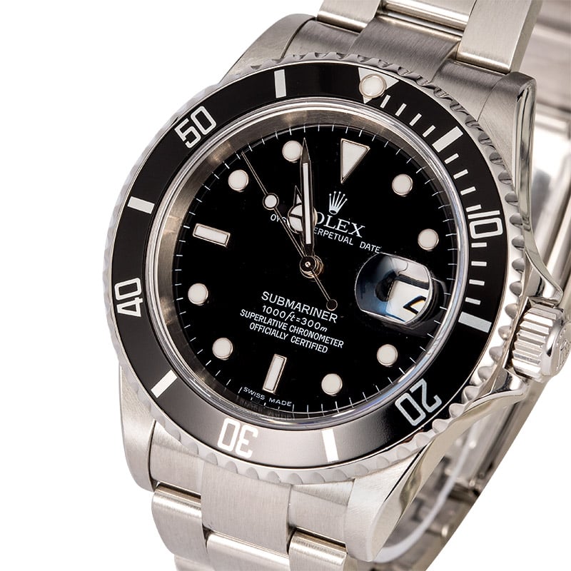 Rolex Submariner 16610 No Holes Steel Case