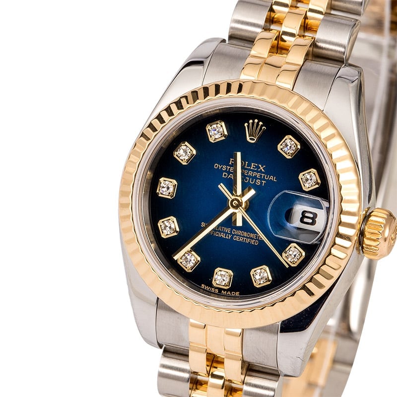 Rolex Lady Datejust 179173 Blue Vignette Diamond Dial