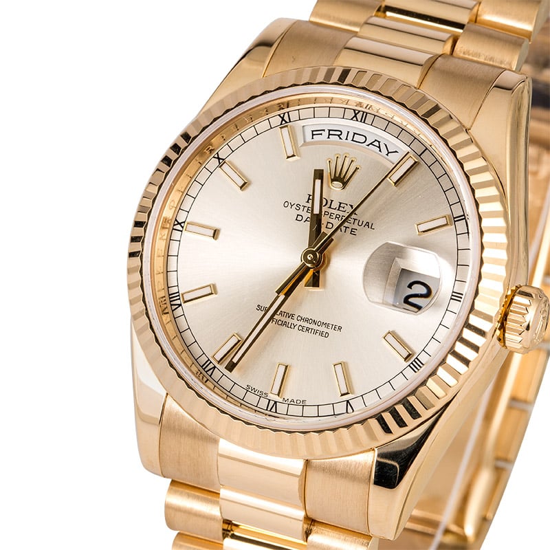 Rolex President 118238 Silver Luminescent Dial