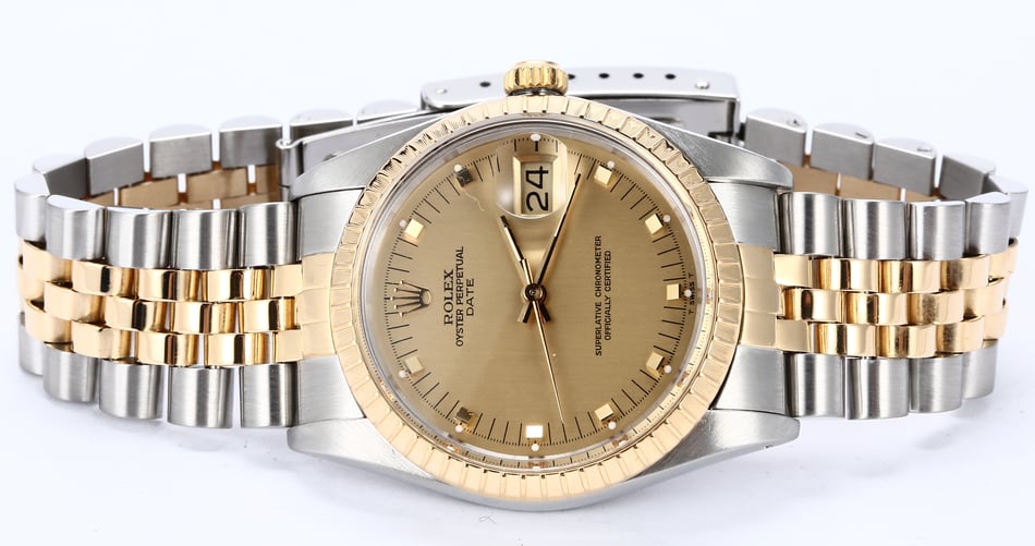 Two Tone Rolex Date 15053 Champagne Dial