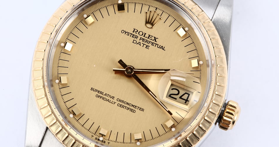 Two Tone Rolex Date 15053 Champagne Dial