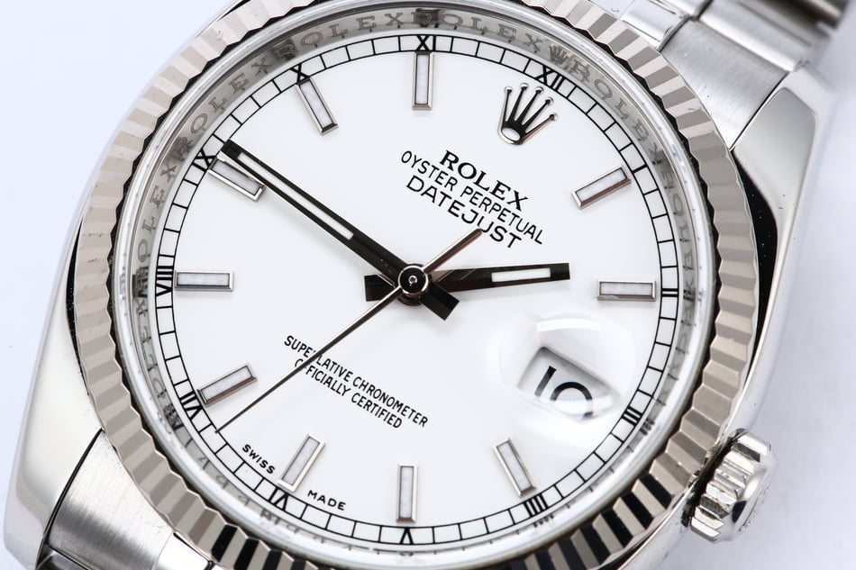 Rolex Datejust 116234 White Luminescent Steel Jubilee