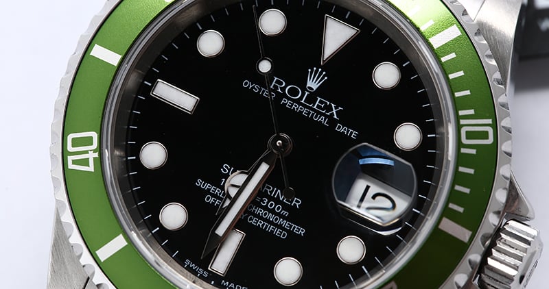 Rolex Submariner Green Anniversary 16610V Flat Four