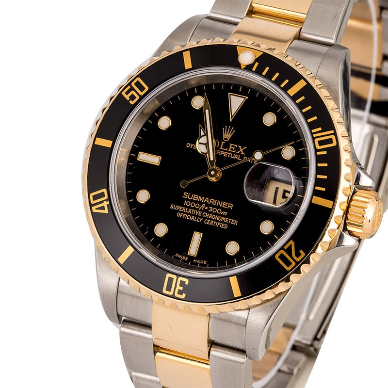 Rolex Submariner 16613 Gold Thru Clasp