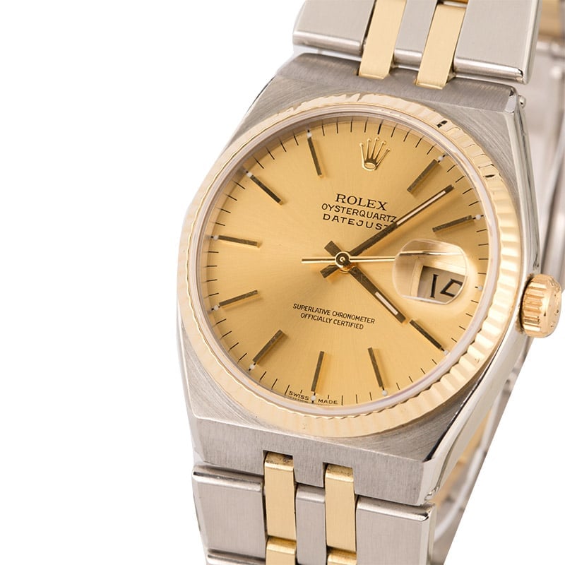 Rolex OysterQuartz Datejust 17013 Two Tone Integral Band