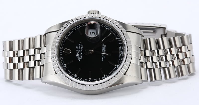 Rolex Datejust 16220 Steel Jubilee with Black Dial