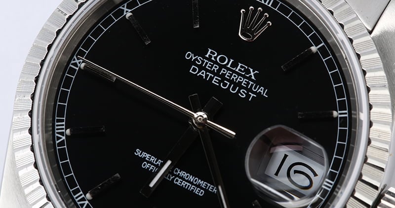 Rolex Datejust 16220 Steel Jubilee with Black Dial