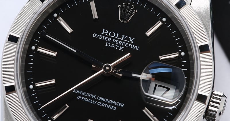 Rolex Date 15210 Black Dial Steel Oyster