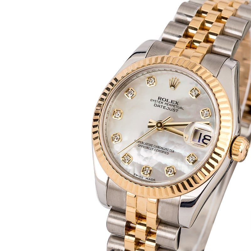 Mid-Size Rolex Datejust 178273 MOP Diamond Dial