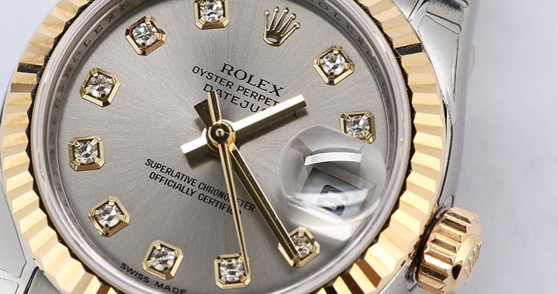 Unworn Rolex Lady Datejust 179173 Slate Diamond Dial