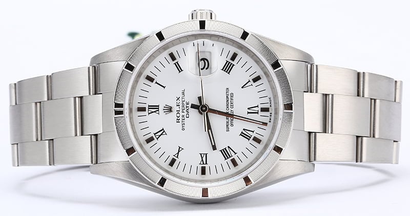 Men's Rolex Date 15210 White Roman