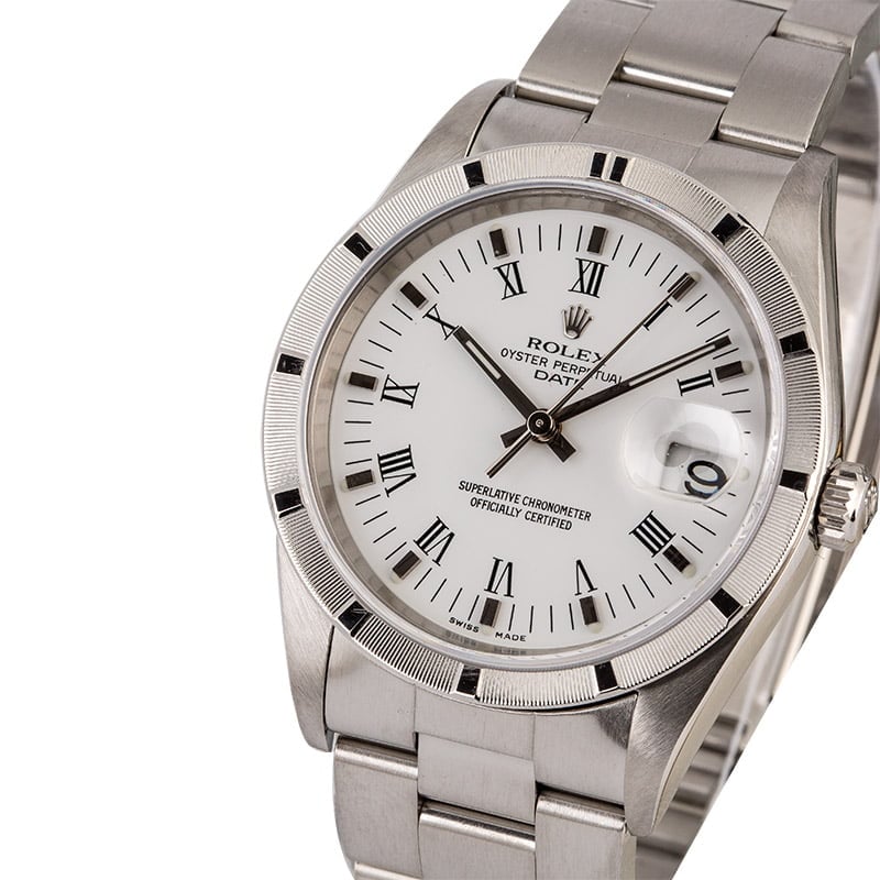 Men's Rolex Date 15210 White Roman