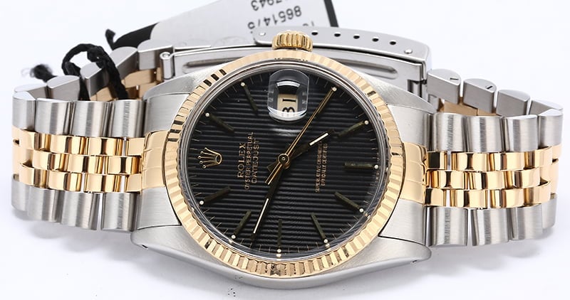 Rolex Datejust 16013 Black Tapestry Index Dial