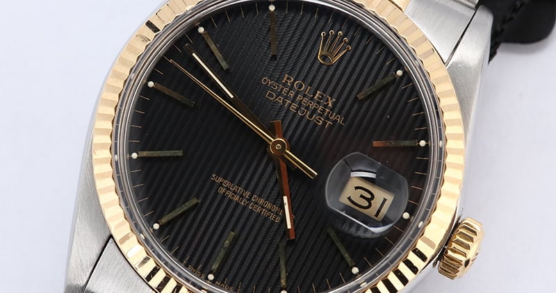 Rolex Datejust 16013 Black Tapestry Index Dial