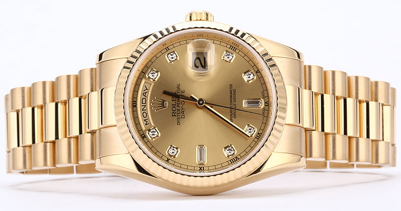 Men's Rolex President 118238 Champagne Diamond Dial