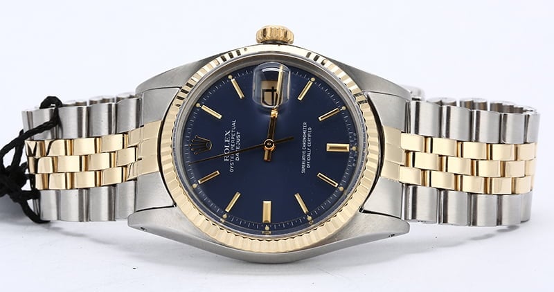 PreOwned Rolex Datejust 1601 Blue Index Dial