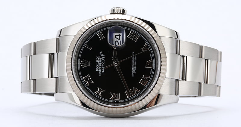 Rolex Datejust 116234 Black Roman Dial Steel Oyster