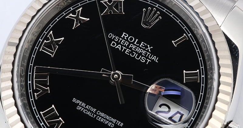 Rolex Datejust 116234 Black Roman Dial Steel Oyster