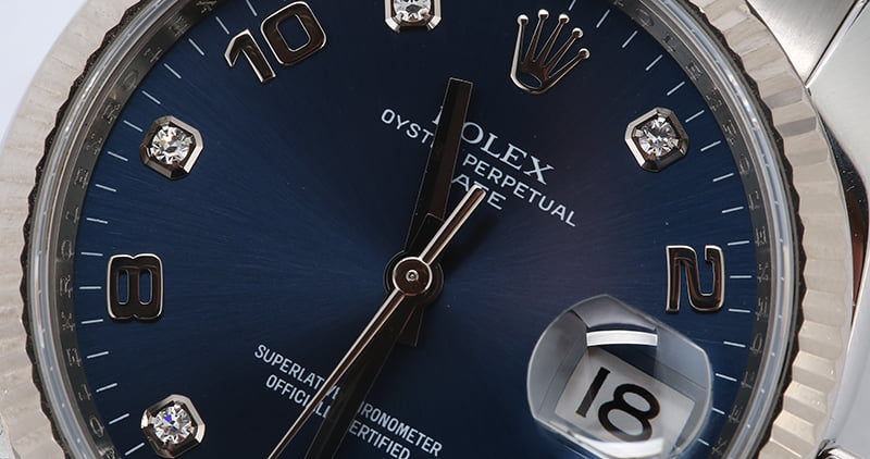 Rolex Date 115234 Blue Diamond Dial