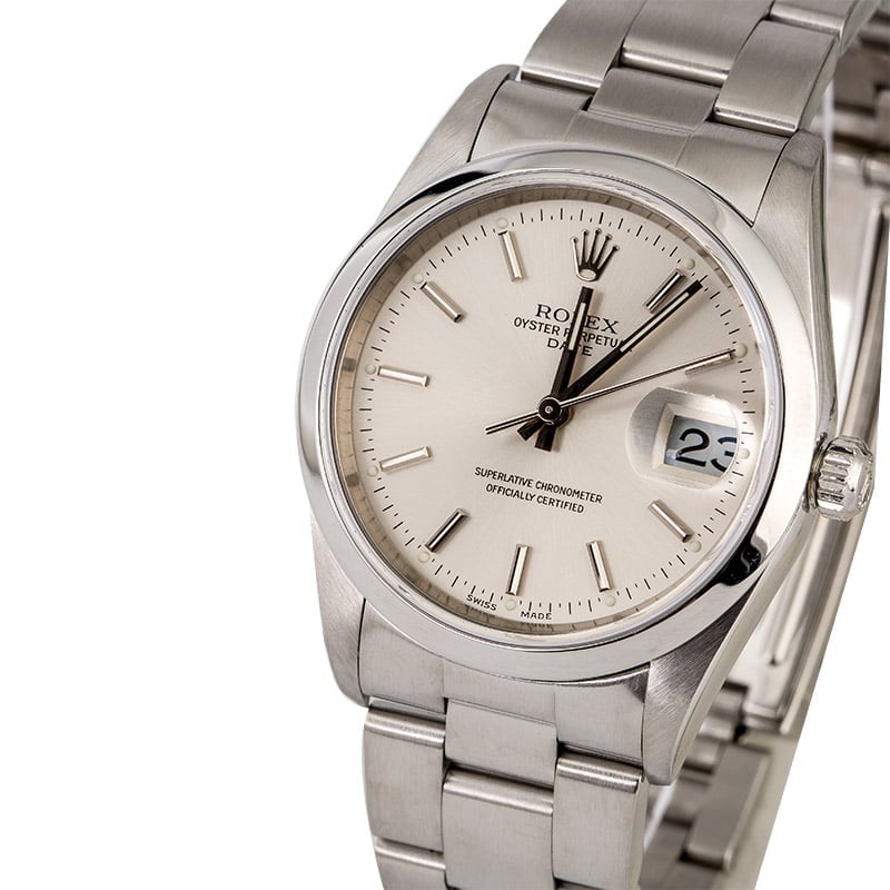 PreOwned Men's Rolex Date 15210 Silver Dial