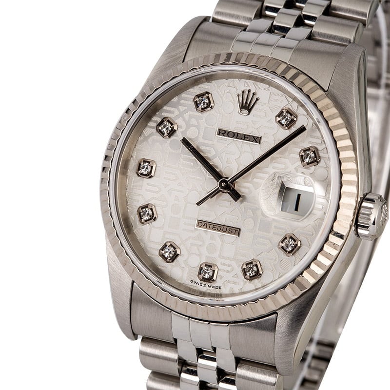 Men's Rolex Datejust 16234 Silver Diamond Jubilee Dial