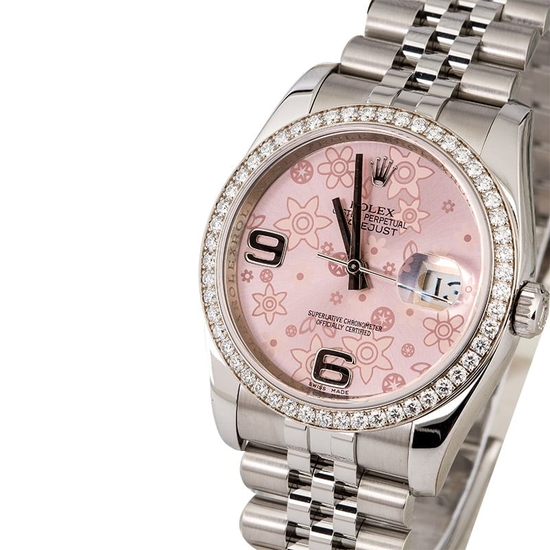 Rolex Floral Datejust 116244 Diamond Bezel